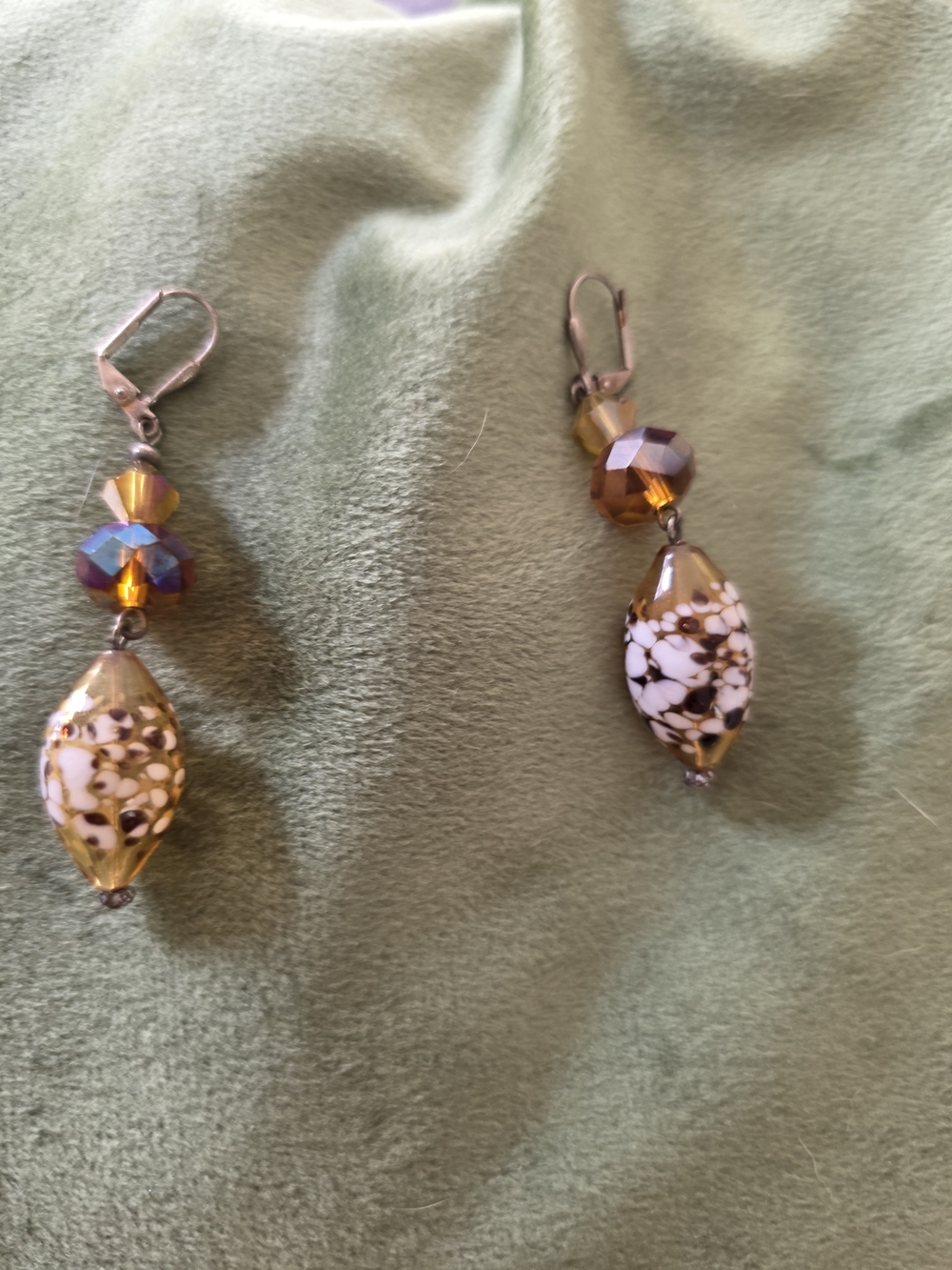 Yellow Glass Bead Drop Earrings with Faceted Crystal Accents
